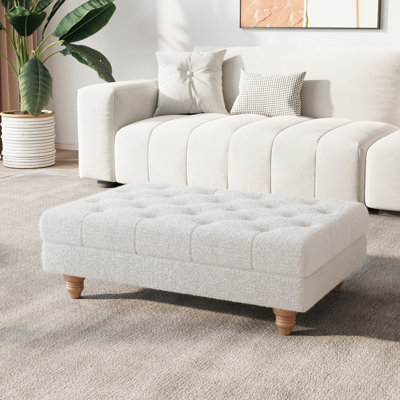 90cm Wide Tufted Rectangle Solid Colour Cocktail Ottoman
