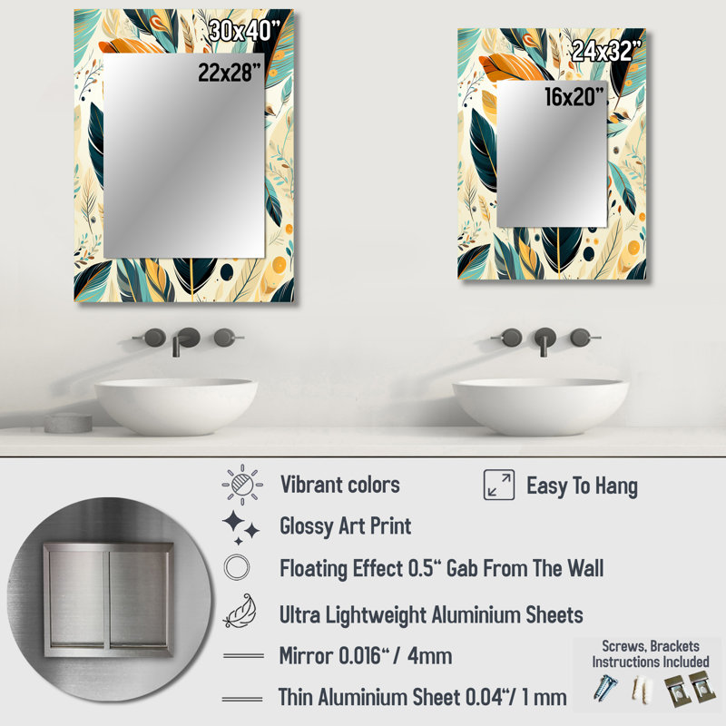 Artistique nomade, motif bohème, tons de terre - miroir bohème, 40 po x 30 po