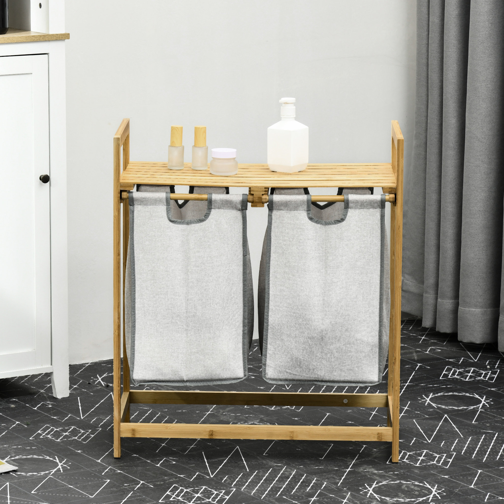 Ebern Designs Laundry Hamper With 2 Compartments, 10.7 Gallon Bags ...