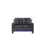 Causeuse en tissu PVC noir l 55,5 po Gemma avec lumières DEL, chargeur USB, coussins capitonnés