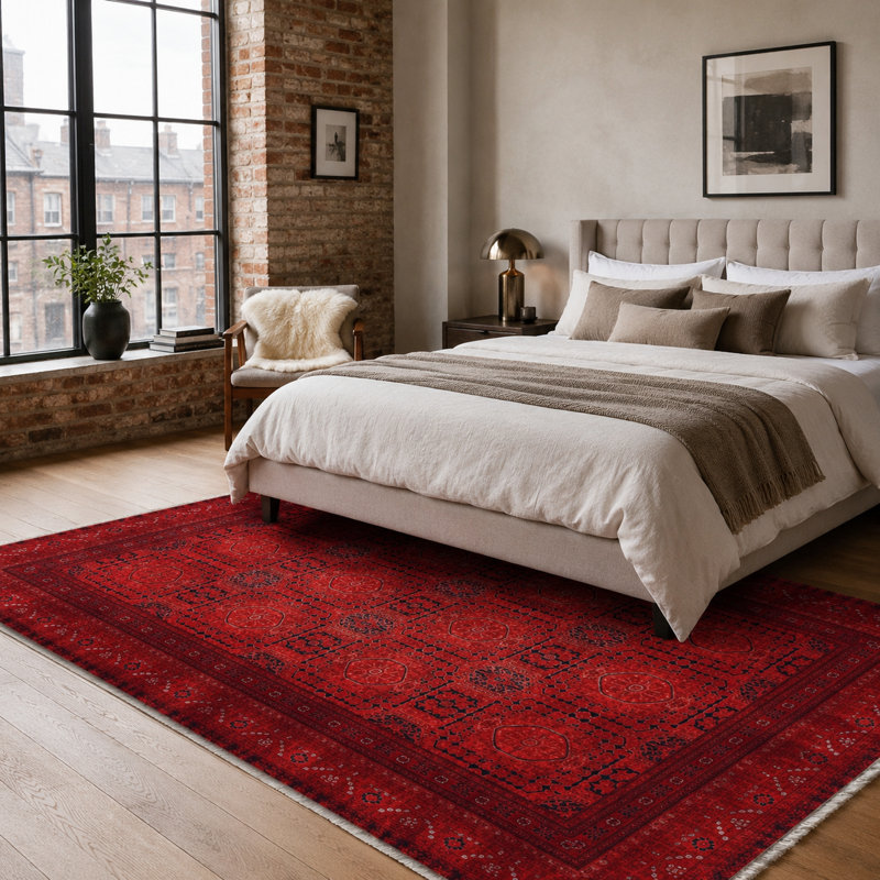 Netline Home Lantern Heritage Deep Red Washable Rug, 80 x 150 cm