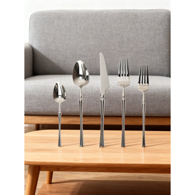Service de couverts 20 pièces en acier inoxydable pour 4, 18/10 couverts de qualité restaurant avec cuillère à couteau, vaisselle polie miroir pour un usage quotidien