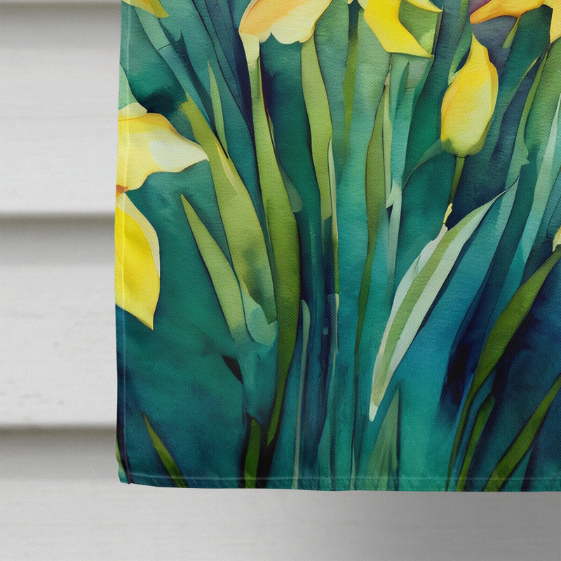 Jonquilles dans un drapeau de maison aquarelle