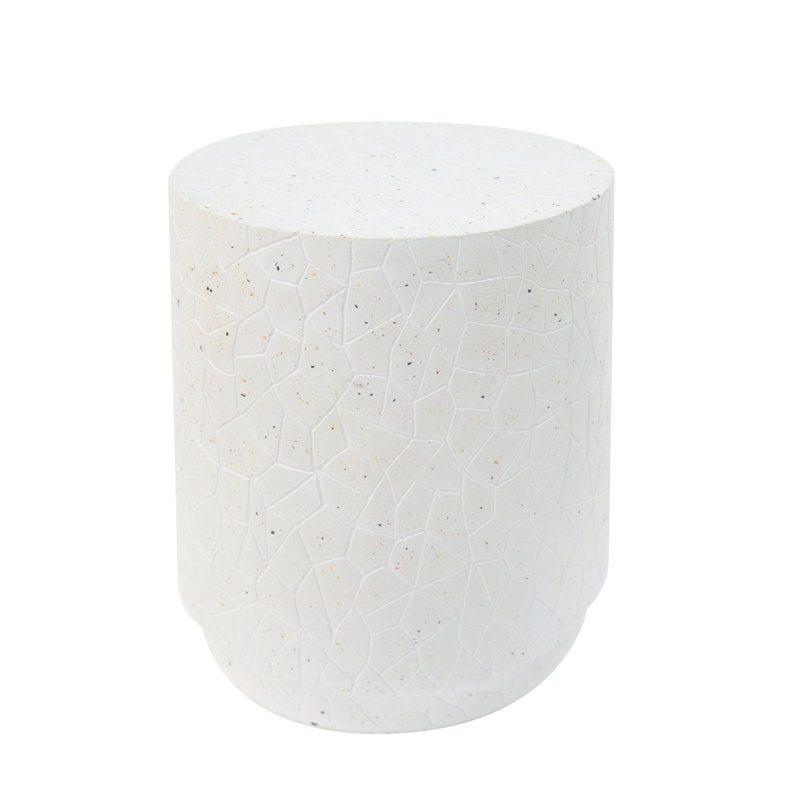 Table de bout d'extérieur en béton pour terrasse, table d'appoint de salon Terrazzo blanc