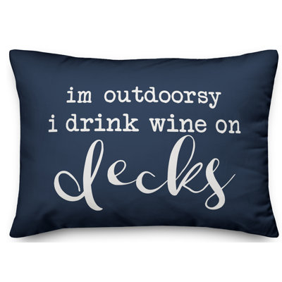 Textual Outdoor Reversible Throw Pillow