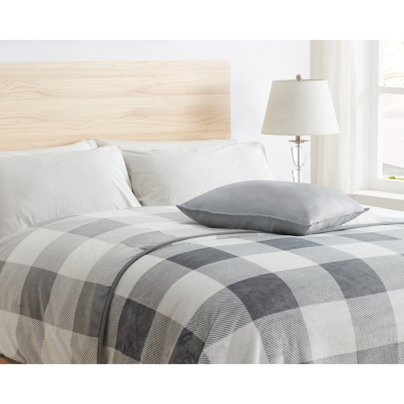 Couverture de canapé en velours de vison super doux et chaud, Plein, Gris