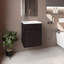 Meuble-lavabo de salle de bain avec lavabo, 1 porte, wengé noir-1121003297