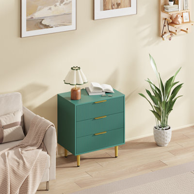 Modern Fluted Drawer Dresser, Wood Chest of Drawers with Metal Handles & Legs, Storage Organizer