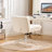 26.4 - Inch Wider Seat Swivel Office Chair With Artificial Rabbit Hair, Metal Base, Cream Color, Faux Alpaca Fabric Double Cushion, Treehouse Seat, Boat Cabin-1470194231-1470194225