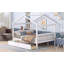 Lit double en bois avec tiroirs, blanc