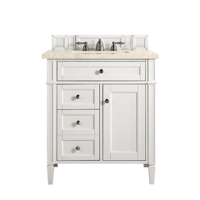 Brittany 30'' W Single Vanity, Bright White, Eternal Jasmine Pearl, 8" Widespread