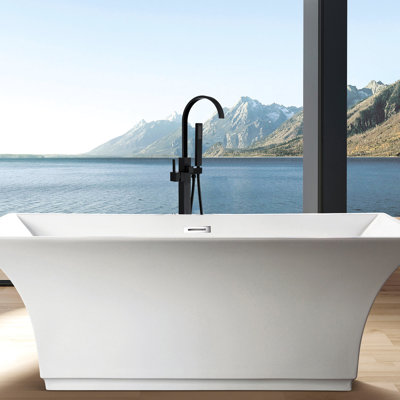 Freestanding Bathtub Faucet With Hand Shower, Metal Construction Solid Tub Detachable Shower