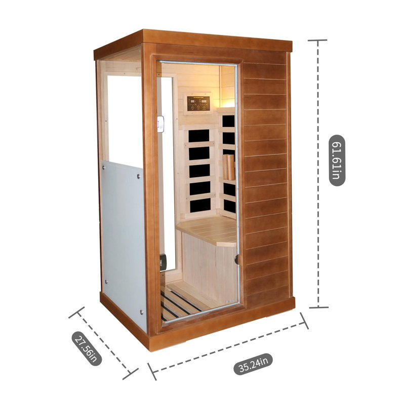 KISRAIS Upgraded Indoor Sauna Single Person Low EMF Far Infrared Sauna, Left Side Door, Cedar