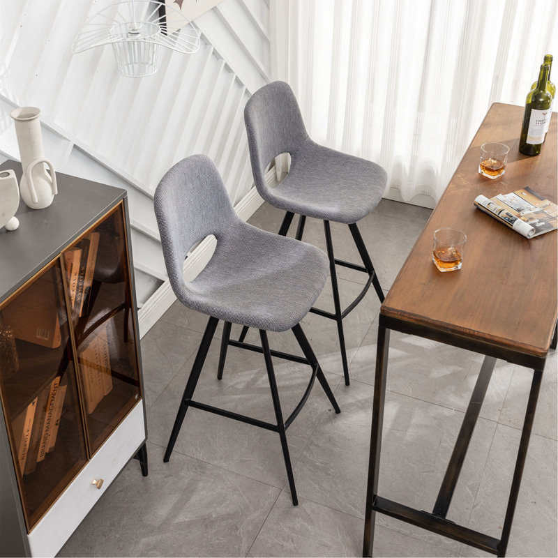 Ensemble de 2 tabourets à hauteur de comptoir en tissu 28,25 po, Gris