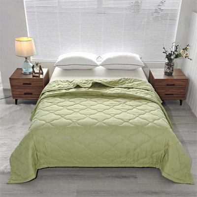 Green Cooling Summer Quilt, 40x60 Inch Cotton Breathable Lightweight Blanket for Hot Sleepers