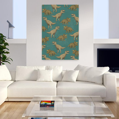 Vintage Dinosaur Vintage Pattern Retro Vintage Lizard Nature Wildlife Wall Art