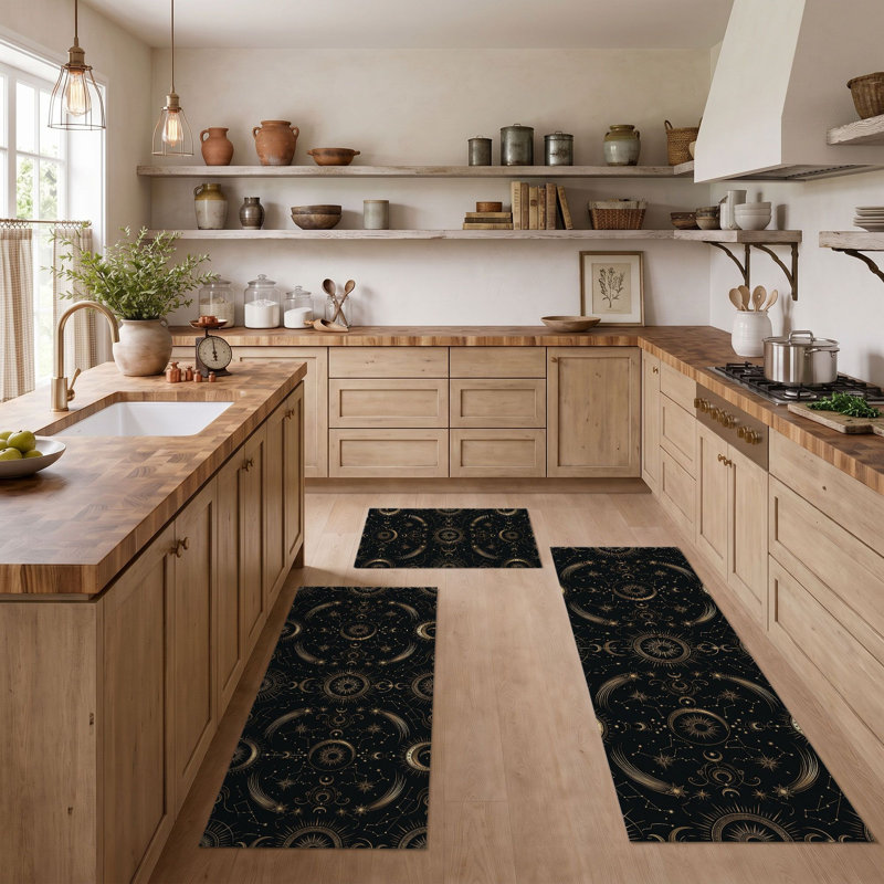Celestial Motif Non-Slip Washable Kitchen Mats