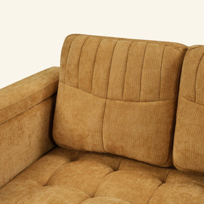Curved Chaise Lounge 54.7" Upholstered Sofa Couch Sofa Bed with Tufted Seat and Detachable Pillows for Living Room