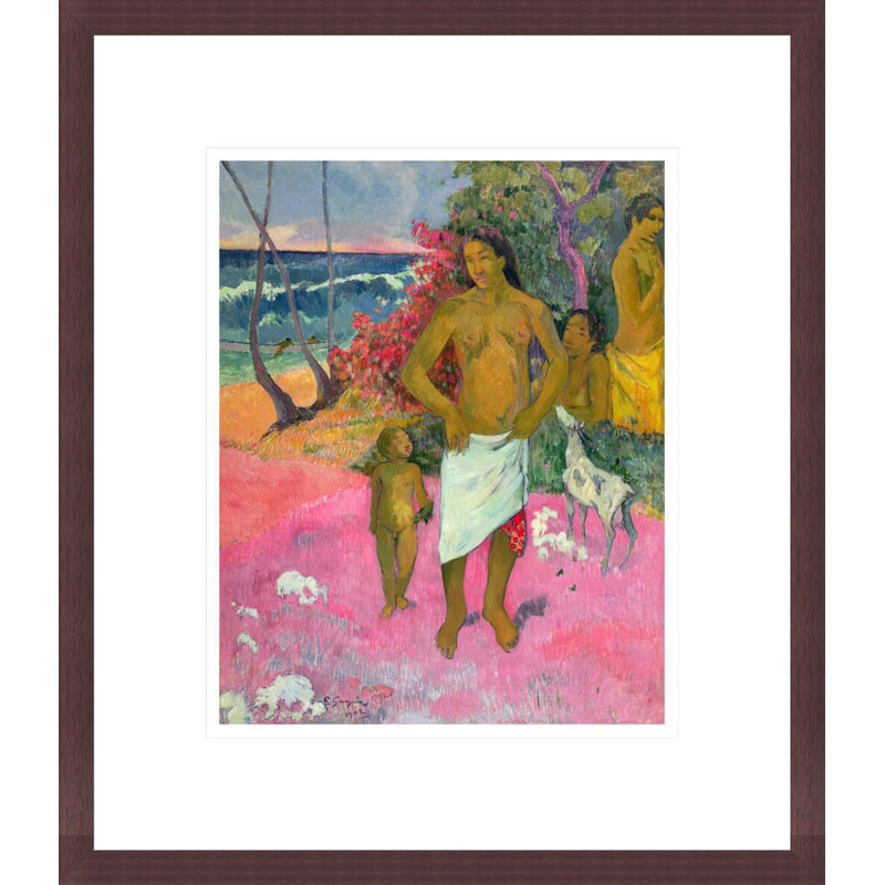 «A Walk by the Sea» par Paul Gauguin - Estampe numérique encadrée, H 15,87 po x l 13,75 po