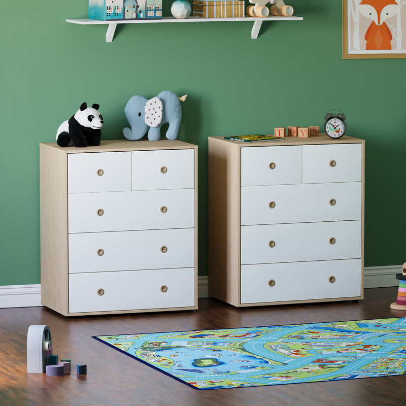 Labella Kids 5 - Drawer Dresser, White/Oak