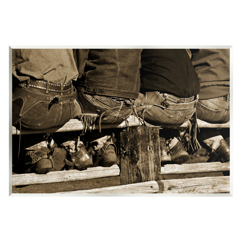 Cowboys de l'Ouest rétro assis par sépia par Lisa Dearing - photographie non encadrée, H 13 po x l 19 po x P 0,5 po