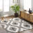 Braycen Geometric Machine Woven Polyester Area Rug in Gray/Beige-1200299035