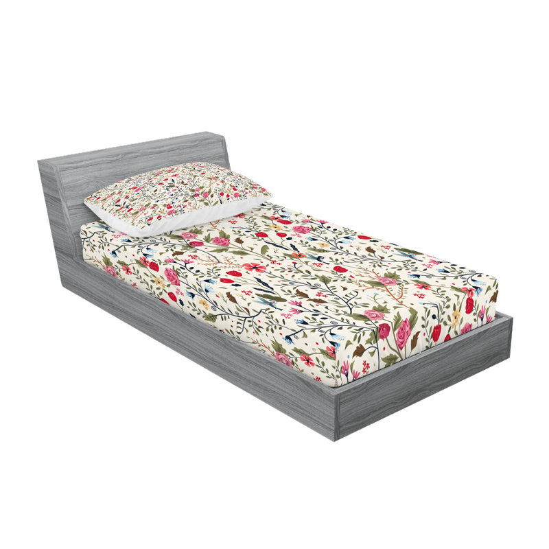 Multicolore drap-housse et coussin décoratif Ambesonne, Ensemble de draps pour lit simple + 3 pièces supp