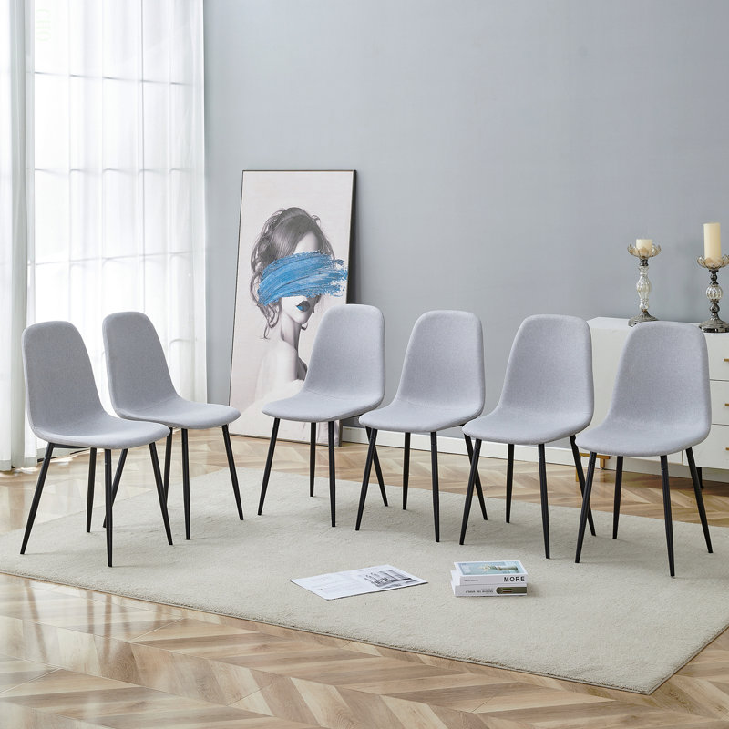 Comfortable Linen-Cotton Dining Chair Set - Six Pieces Integrated Seat And Backrest,Linen-Cotton Material,Modern Home Matching