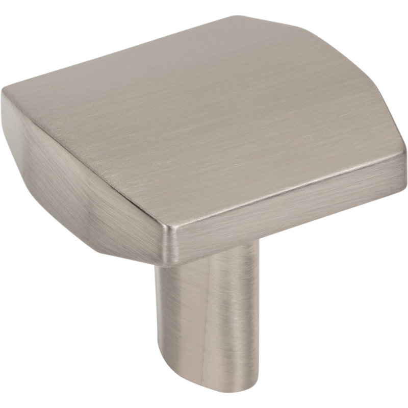 William 1-1/4" Length Square Knob, Satin Nickel