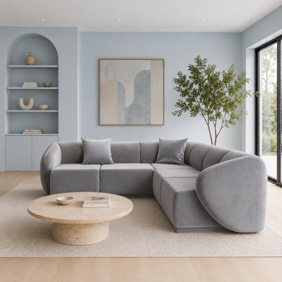 5 Seater Velvet Sofa & Chaise