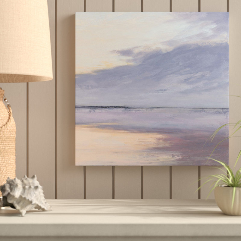 «Shore I», reproduction de peinture acrylique sur toile, H 21,5 po x l 21,5 po x P 2 po, Cadre flottant argent