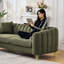 Canapé 61 pouces en chenille de 61 pouces, canapé profond 2 places de luxe avec un design moderne capitonné et des pieds en métal doré pour le salon et la chambre à coucher