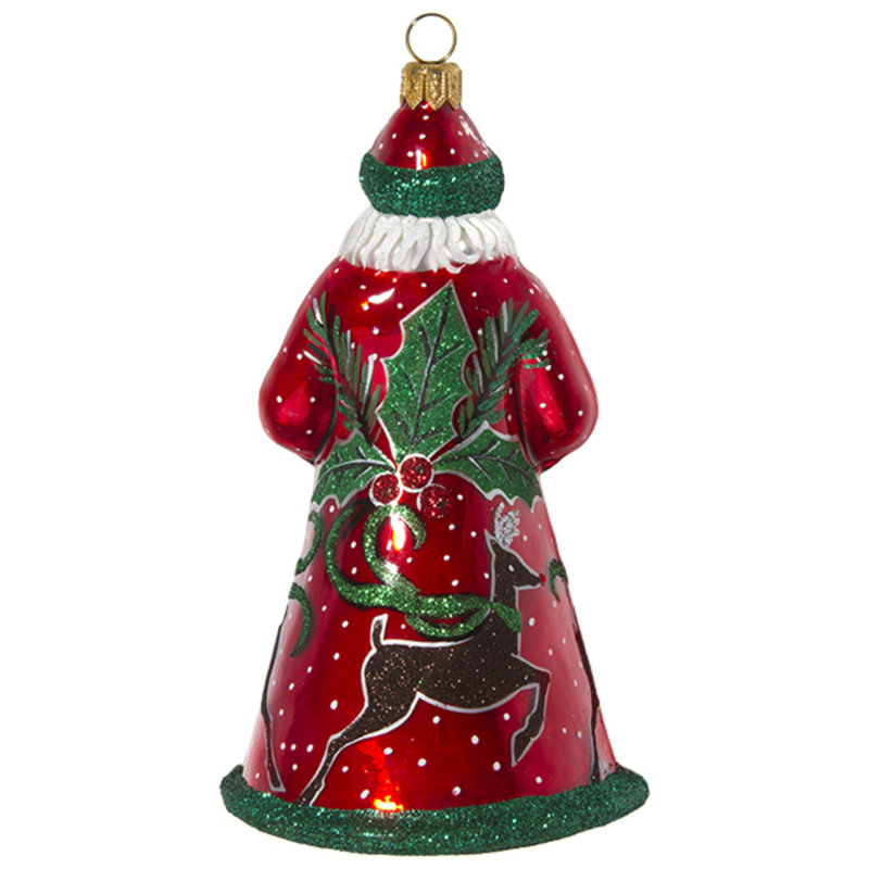 Red, Green and Silver Santa with Reindeer Accent