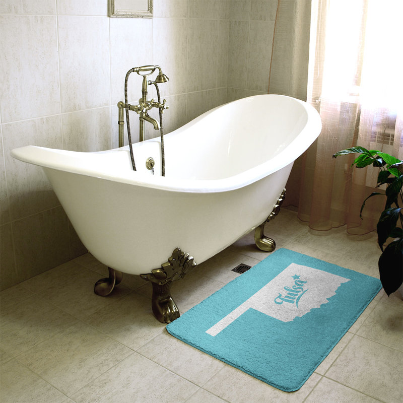 Tapis pour salle de bain en microfibre rectangulaire antidérapant antidérapant, L 21 po x L 34 po, Sarcelle, Tulsa, Oklahoma