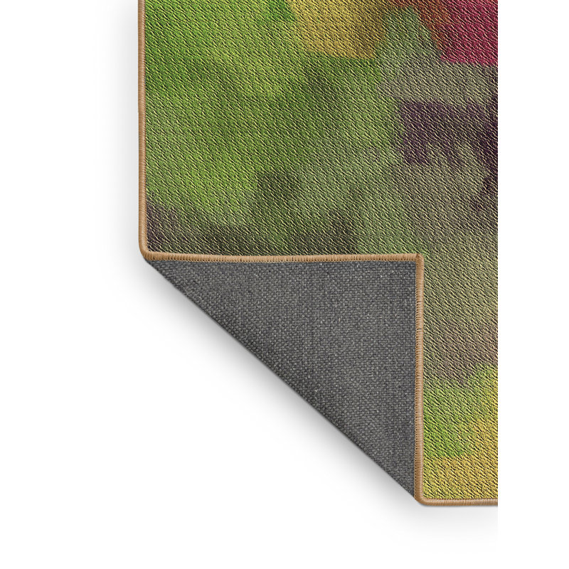 Tapis vert à motif abstrait, Tapis de couloir 2 pi x 5 pi