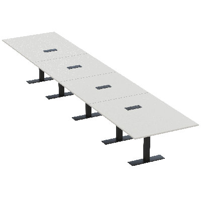 Table de conférence rectangulaire avec base en T en métal | Unité électrique