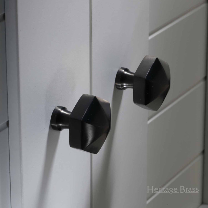 Heritage Brass Heritage Cabinet Knob Hexagon Design 32mm, Matt Black