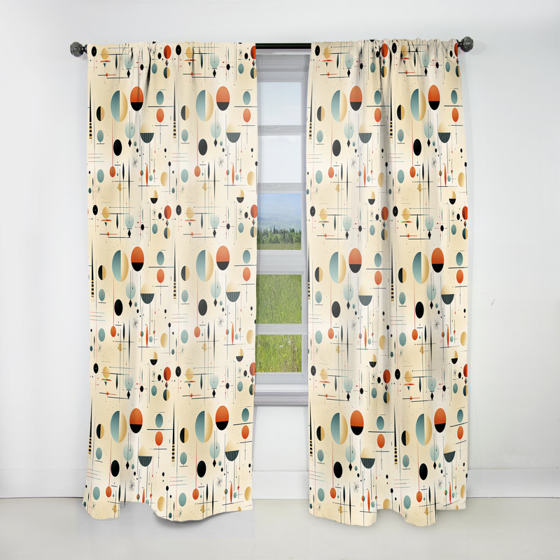 Matrice sphérique moderne beige rétro - Rideau moderne - Velours obscurcissant - 1 panneau, L 52 po x L 95 po