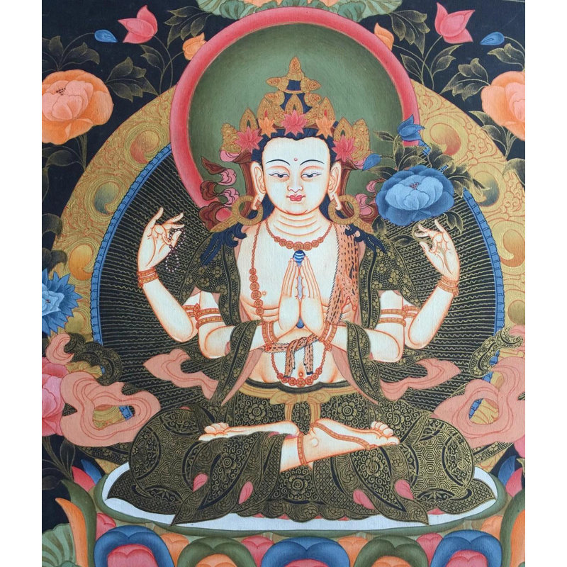 Déesse Chengrezig Thangka (Brocadeless Thangka)