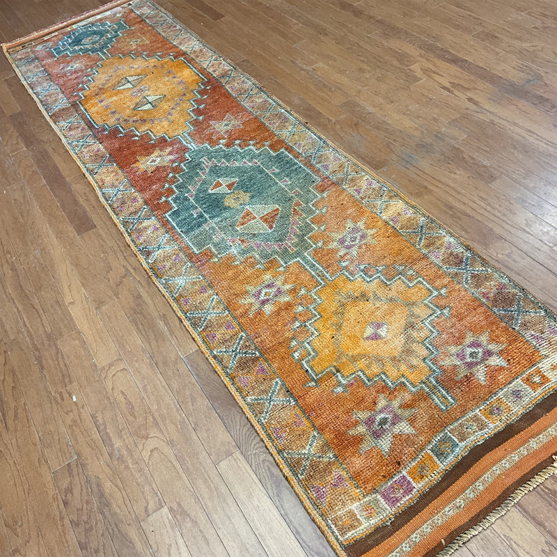  Handmade Turkish Oushak Wool Runner