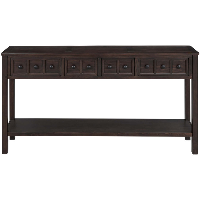 Tarsita Rustic Entryway Console Table Long Sofa Table with Drawers and Bottom Shelf Entryway Table, Espresso Duplicate