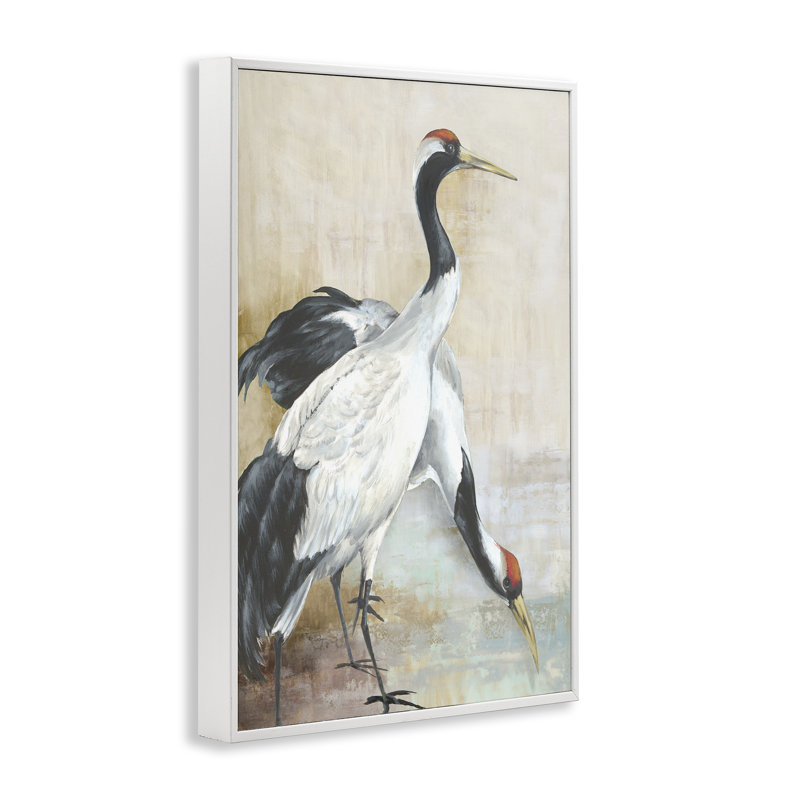 Crane Duo à Riverside, estampe numérique par Eli Jones, Estampe numérique encadrée blanc bord de mer, H 30 po x l 20 po