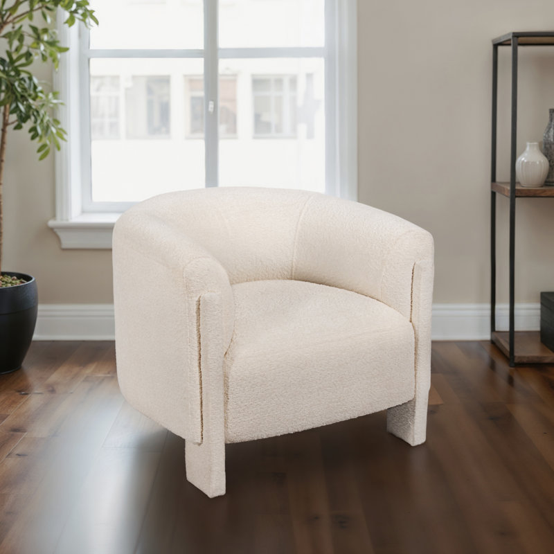 Roundback Accent Chair, Rust, Ivory Fabric