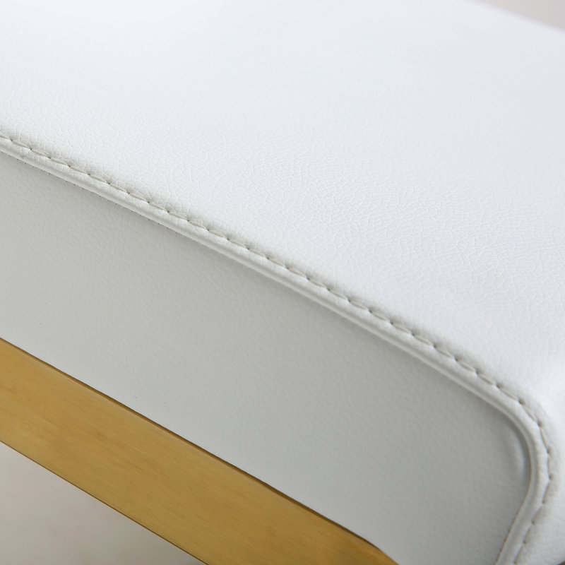 Upholstered Bar Stool, White/Gold