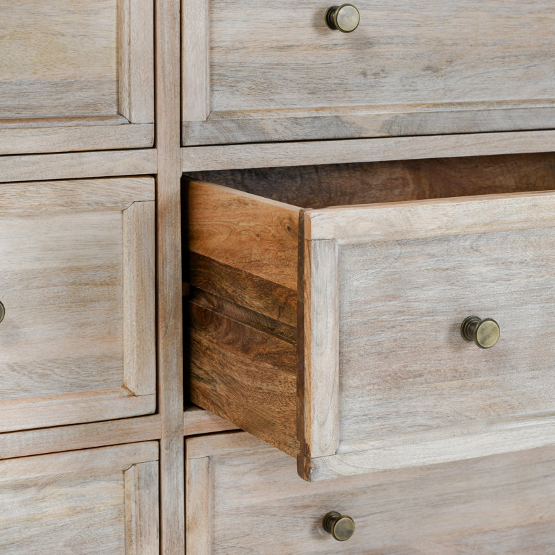 Adelaide Nine-drawer Mango Wood Dresser In Cocoa Brown, White Wash