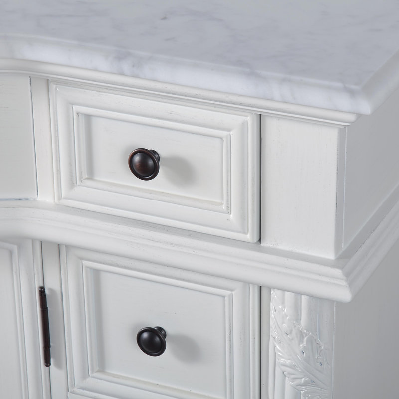 Arrio 90.25'' Double Bathroom Vanity with Carrara Marble Top, White