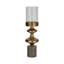 Porte-pilier avec corps sculptural en aluminium, base en marbre et en pierre, plateau en verre texturé, style glam luxueux, décor contemporain dans un design en métal élégant pour un affichage décoratif moderne et élégant-89117356