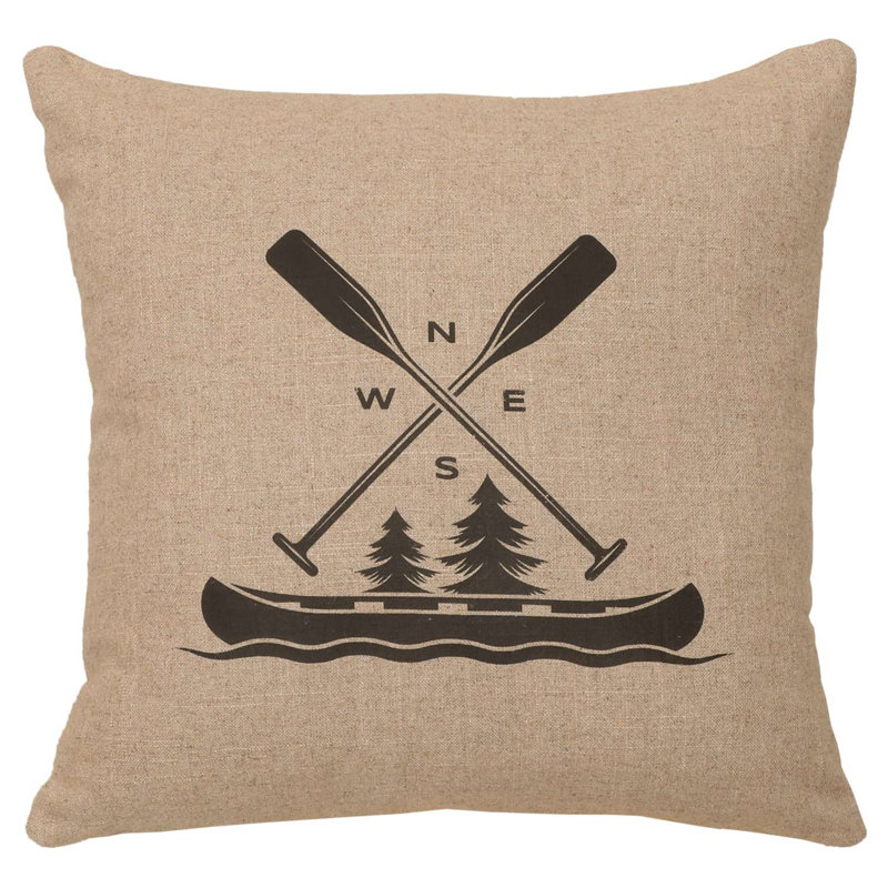 Coussin Wooded River "Canoe Compass" - Lin naturel, Lin naturel