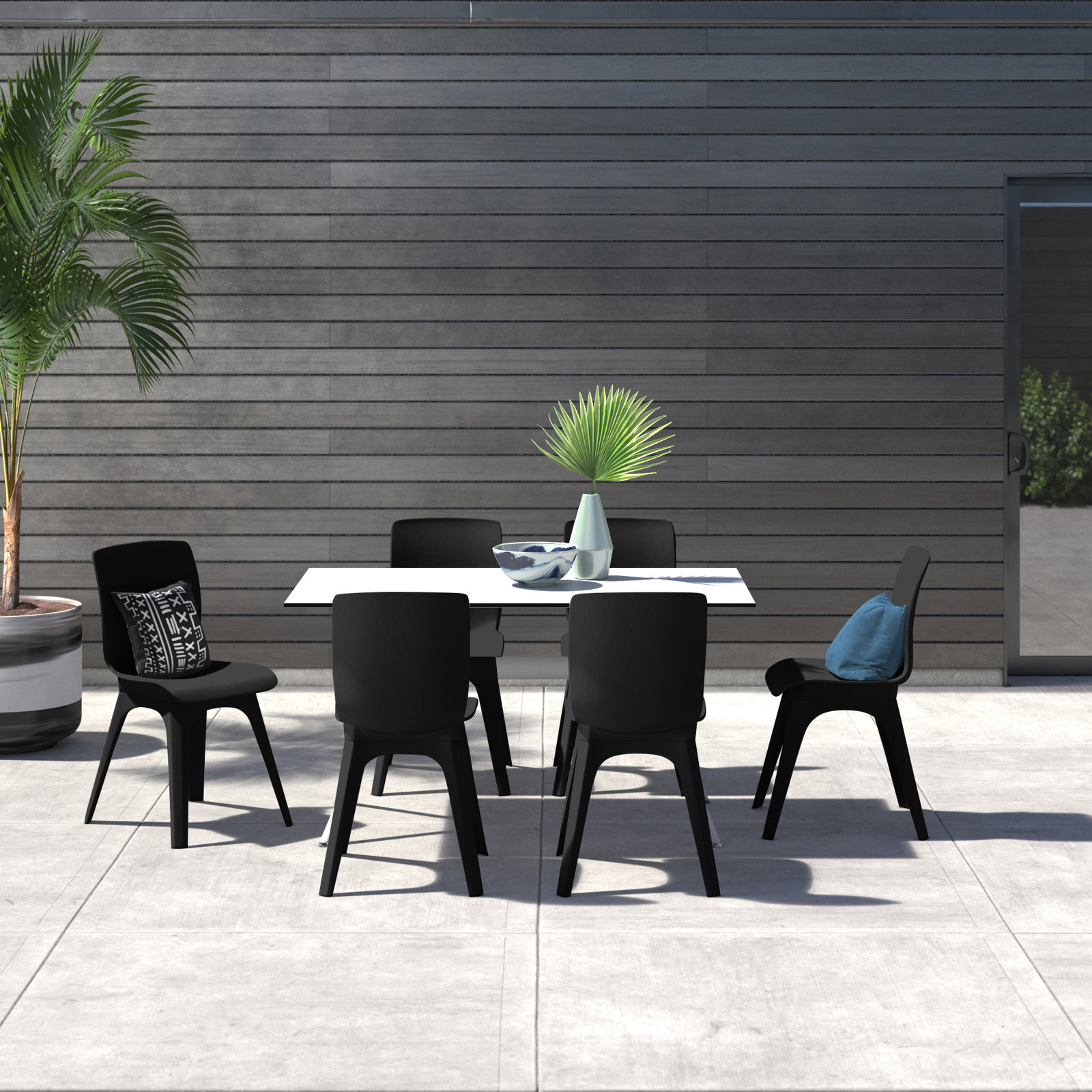 Saranna 55'' Rectangular 6-Person Outdoor Dining Set, Black