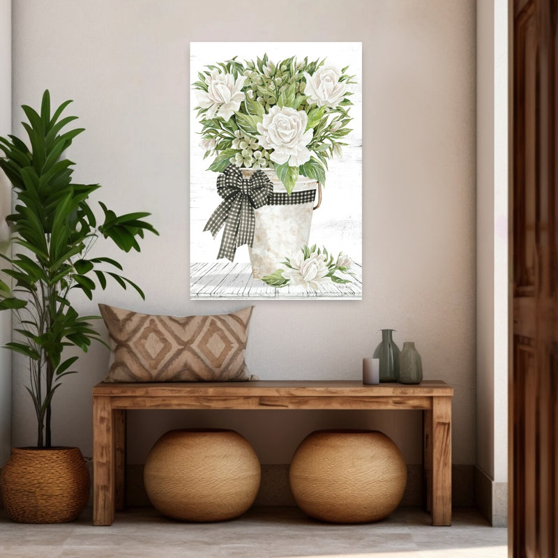 Farmhouse Roses, art contemporain abstrait rustique, H 48 po x l 32 po